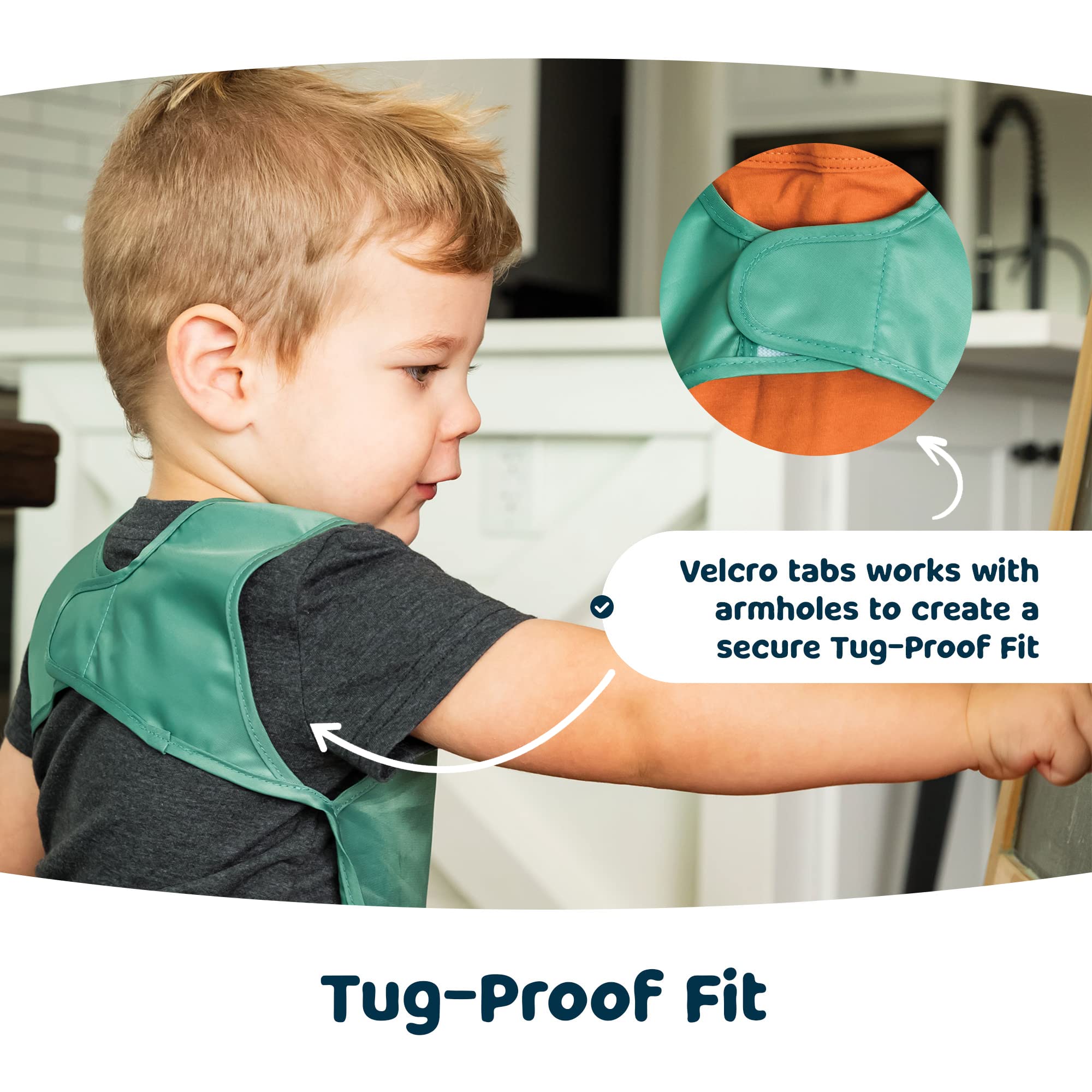 Tiny Twinkle Mess Proof Baby Bibs | 2 Pack Waterproof Toddler Bib for Eating | Baby Apron for Feeding, Machine Washable, Perfect Shower Gift (Slate Olive, 2-4Y) - Image 4