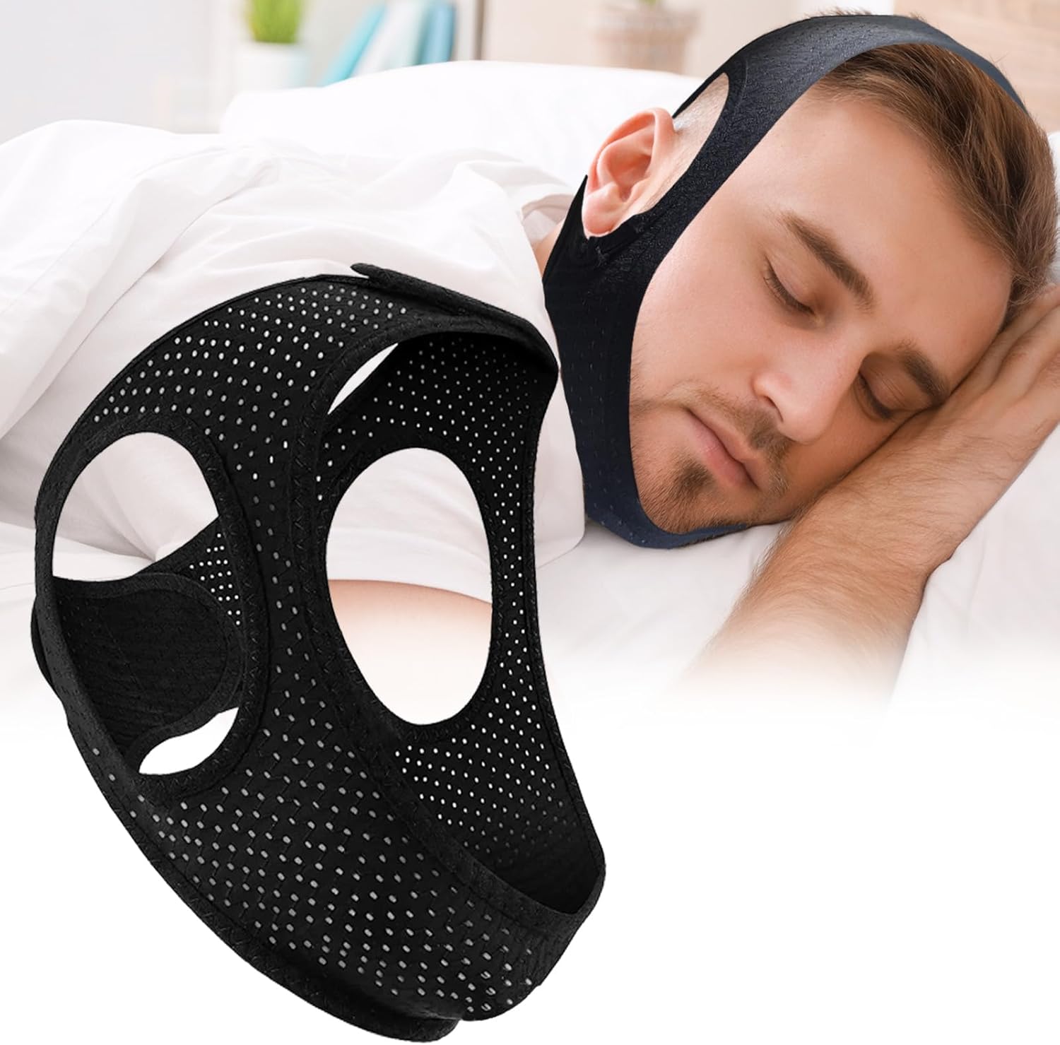 Chin Strap for Sleeping - Anti Snoring Devices - Adjustable Breathable Chin Strap for Men and Women Sleeping-AAA1