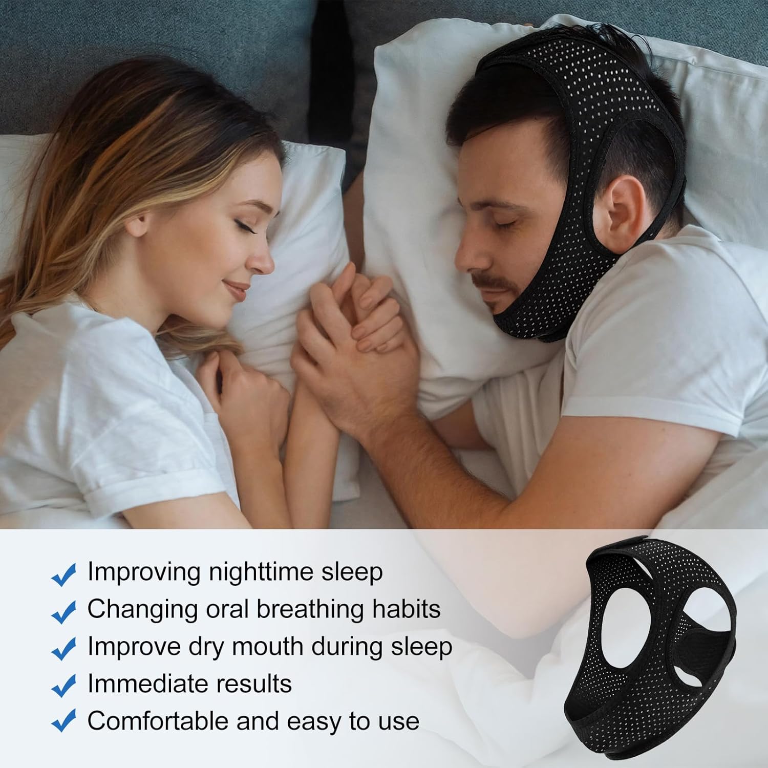 Chin Strap for Sleeping - Anti Snoring Devices - Adjustable Breathable Chin Strap for Men and Women Sleeping-AAA1 - Image 2
