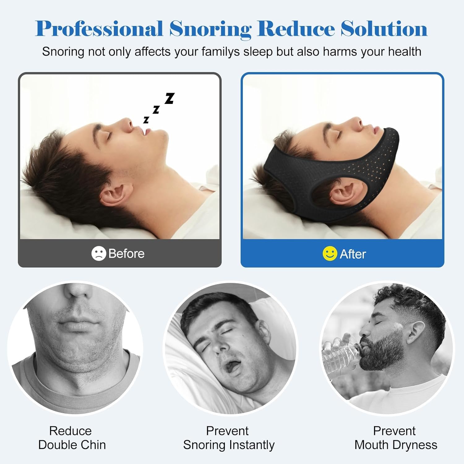 Chin Strap for Sleeping - Anti Snoring Devices - Adjustable Breathable Chin Strap for Men and Women Sleeping-AAA1 - Image 3