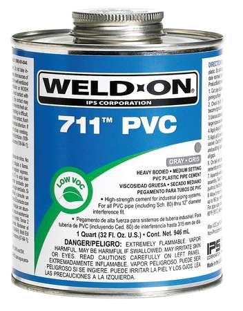 Pipe Cement, Gray, 16 Oz, PVC